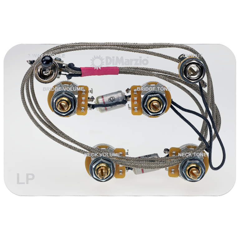 Les Paul® Wiring Harness with Straight Toggle Switch and 500k Long Shaft Pot - Default, Default