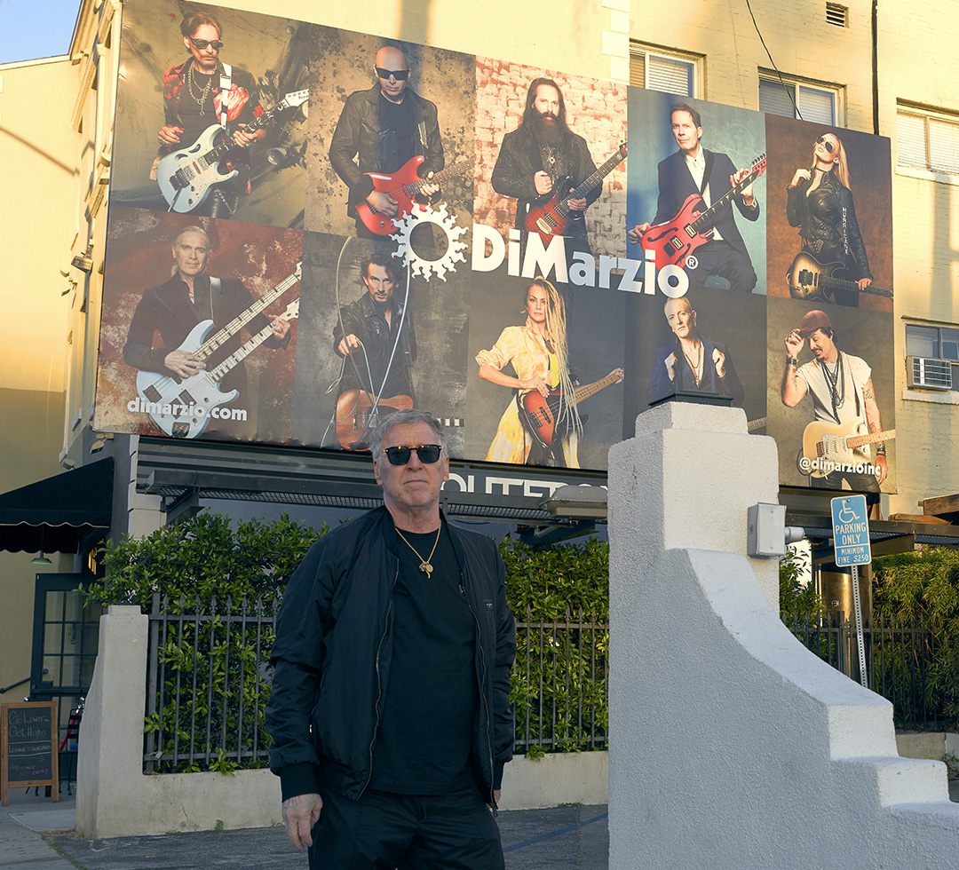 Larry DiMarzio with the DiMarzio billboard on Sunset Blvd, 2026