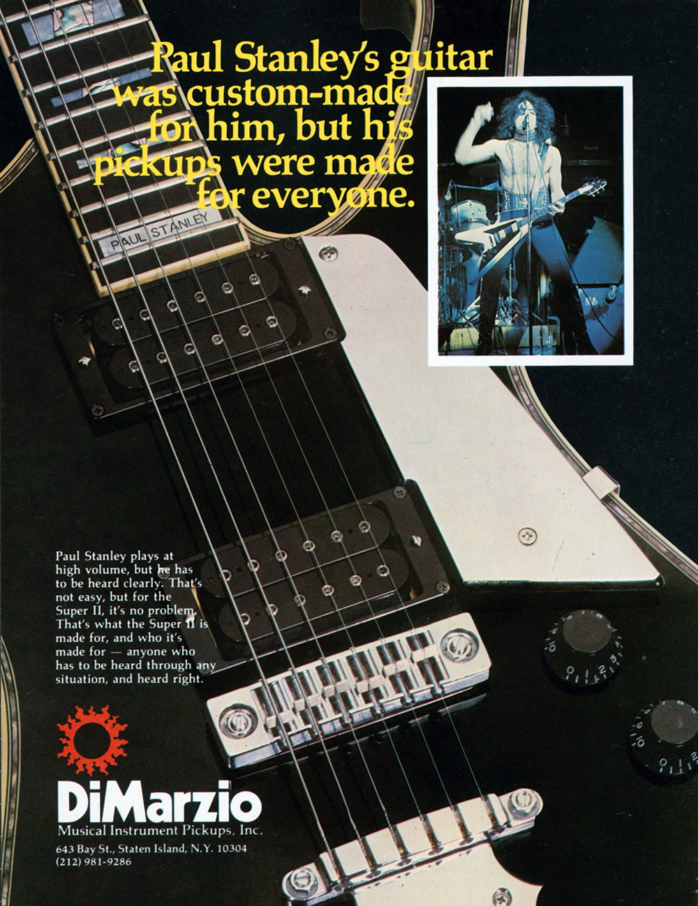 DiMArzio magazine ad featuring Paul Stanley