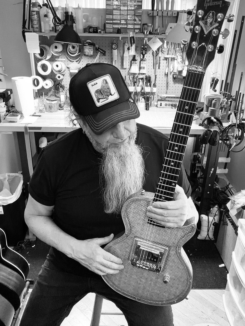 Rocco Monterosso with Ace's light up guitar typically used on "New York Groove"