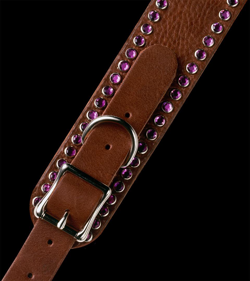 Custom Italian Leather Strap With Rhinestones (Brown)
