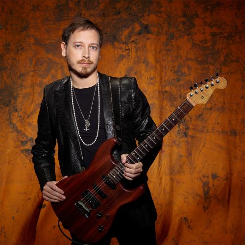 Daniele Gottardo with his Charvel Guitar equipped with DiMarzio pickups.